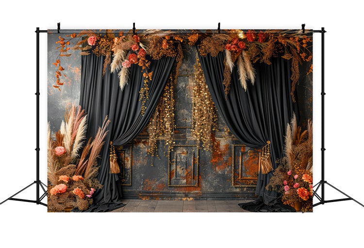 Bohemian Backdrop Vintage Dark Floral Photography Backdrop GQ2-31