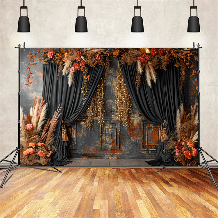 Bohemian Backdrop Vintage Dark Floral Photography Backdrop GQ2-31