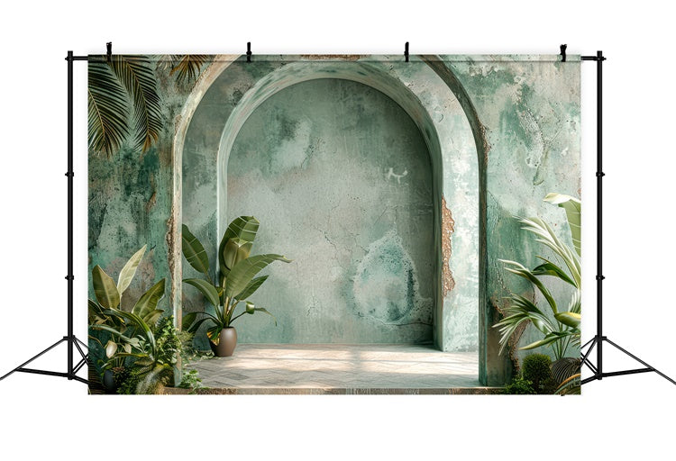 Boho Arch Backdrop Green Archway Tropical Plants Backdrop GQ2-33