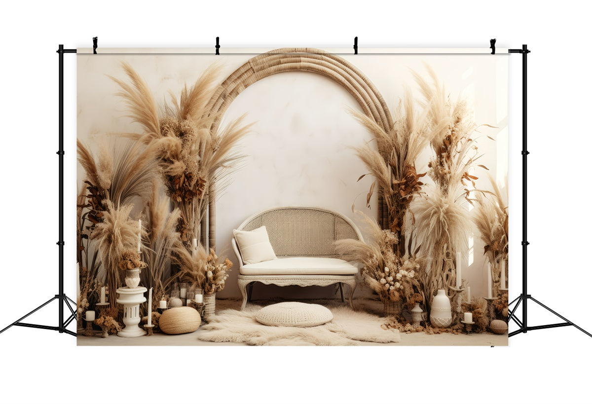 Bohemian Backdrop Vintage-Inspired Pampas Candle Backdrop GQ2-34