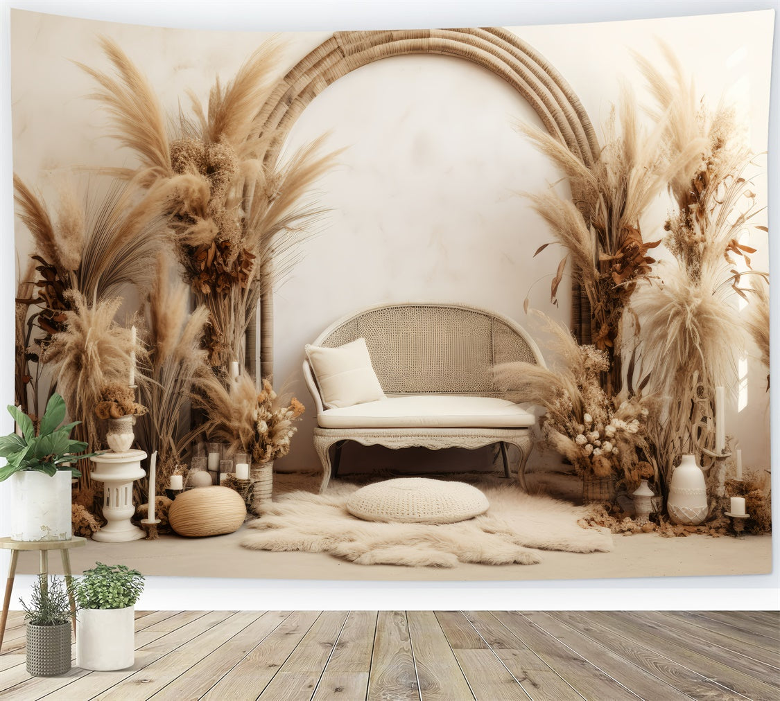 Bohemian Backdrop Vintage-Inspired Pampas Candle Backdrop GQ2-34