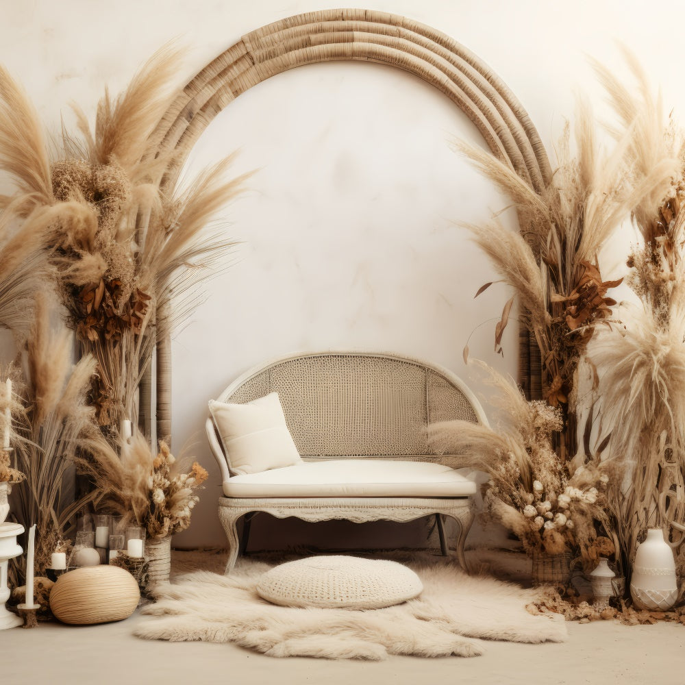 Bohemian Backdrop Vintage-Inspired Pampas Candle Backdrop GQ2-34