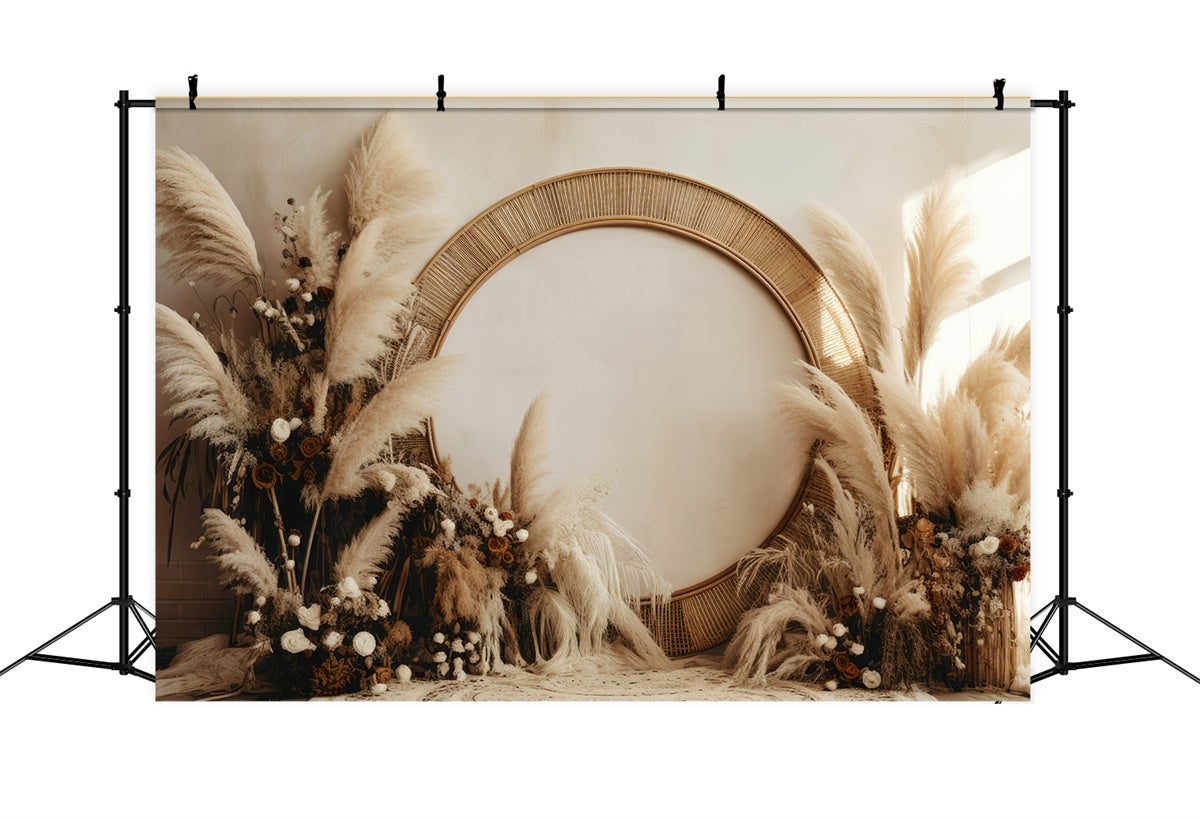 Boho Photography Backdrop Cozy Pampas Arch Floral Backdrop GQ2-35