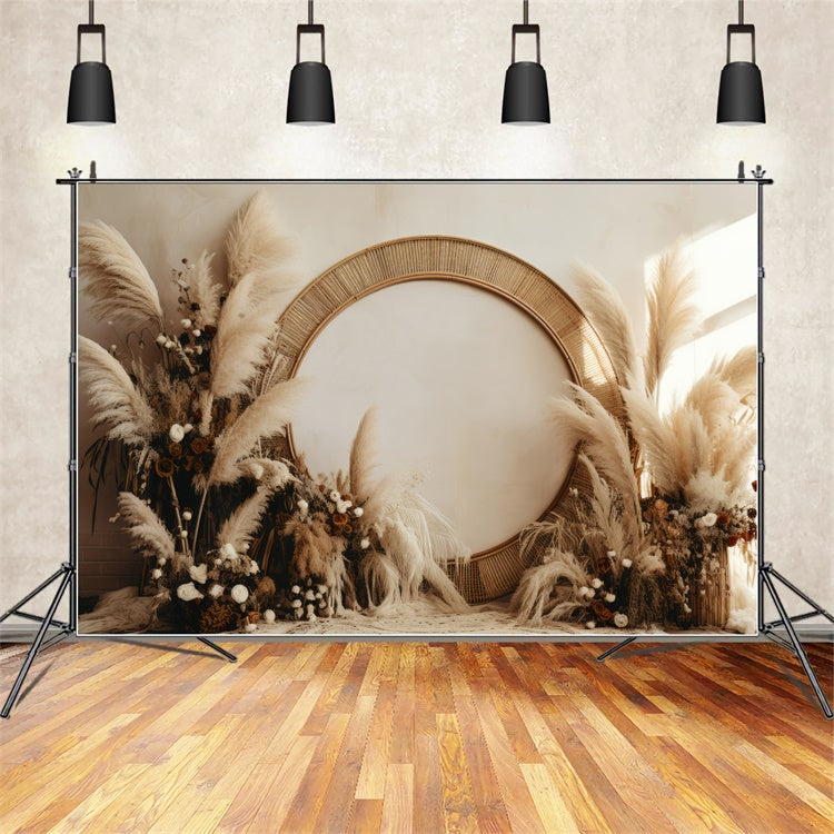 Boho Photography Backdrop Cozy Pampas Arch Floral Backdrop GQ2-35