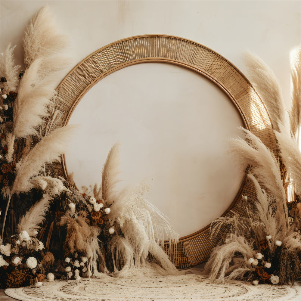 Boho Photography Backdrop Cozy Pampas Arch Floral Backdrop GQ2-35