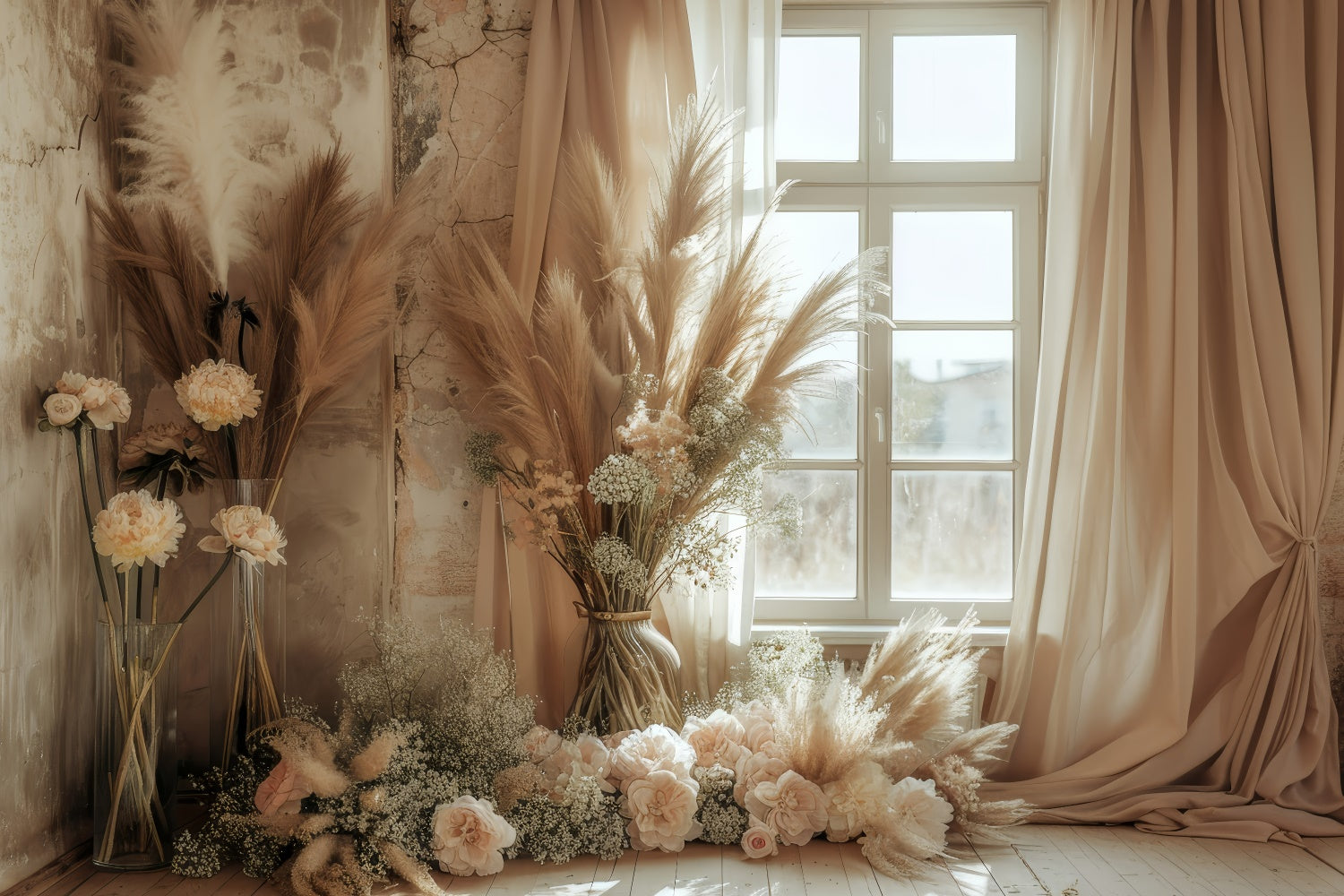 Boho Backdrops Dreamy Flower-Laden Window Backdrop GQ2-40