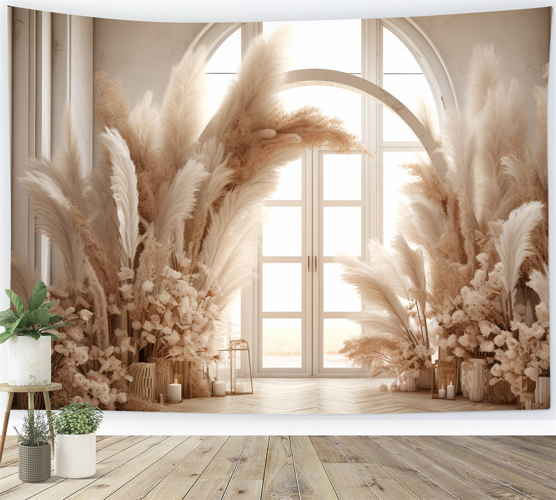 Bohemian Backdrop Pampas Grass Candle Floral Backdrop GQ2-42