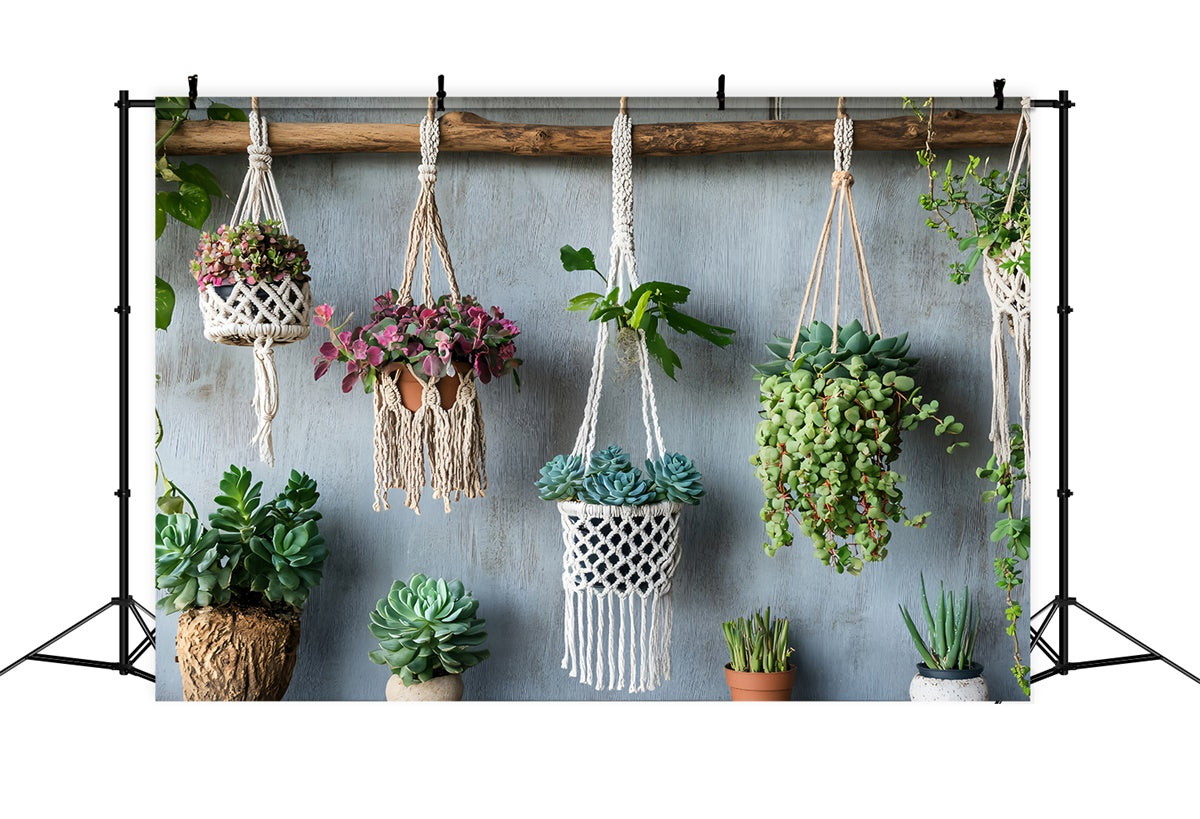 Boho Photography Backdrop Macrame Hanging Plant Backdrop GQ2-48