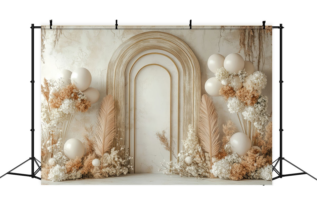 Boho Arch Backdrop Balloon Dried Flowers Backdrop GQ2-56