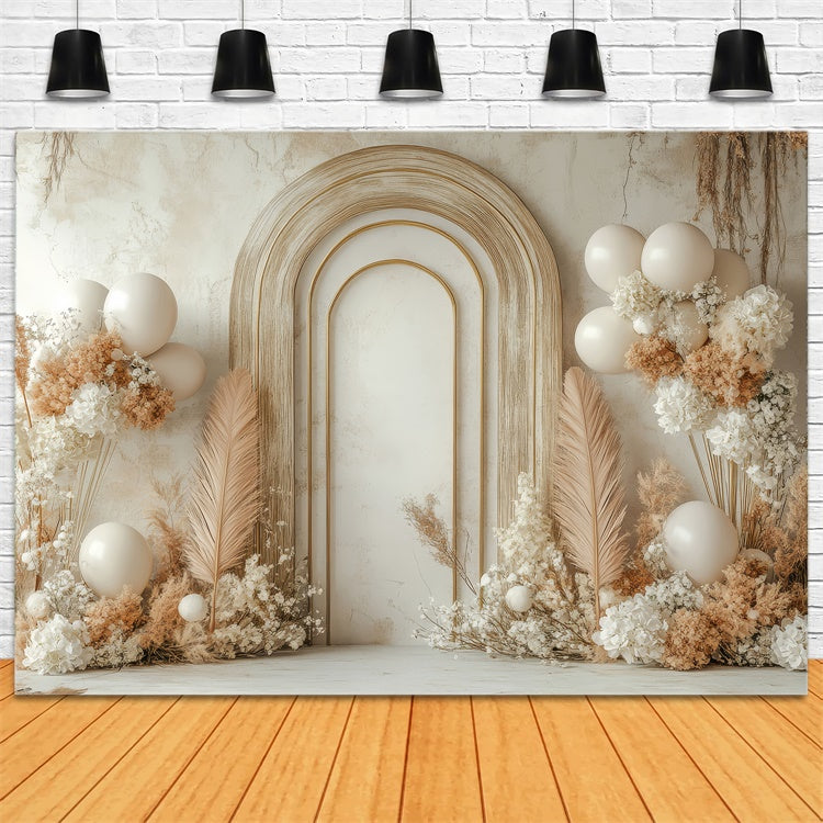 Boho Arch Backdrop Balloon Dried Flowers Backdrop GQ2-56