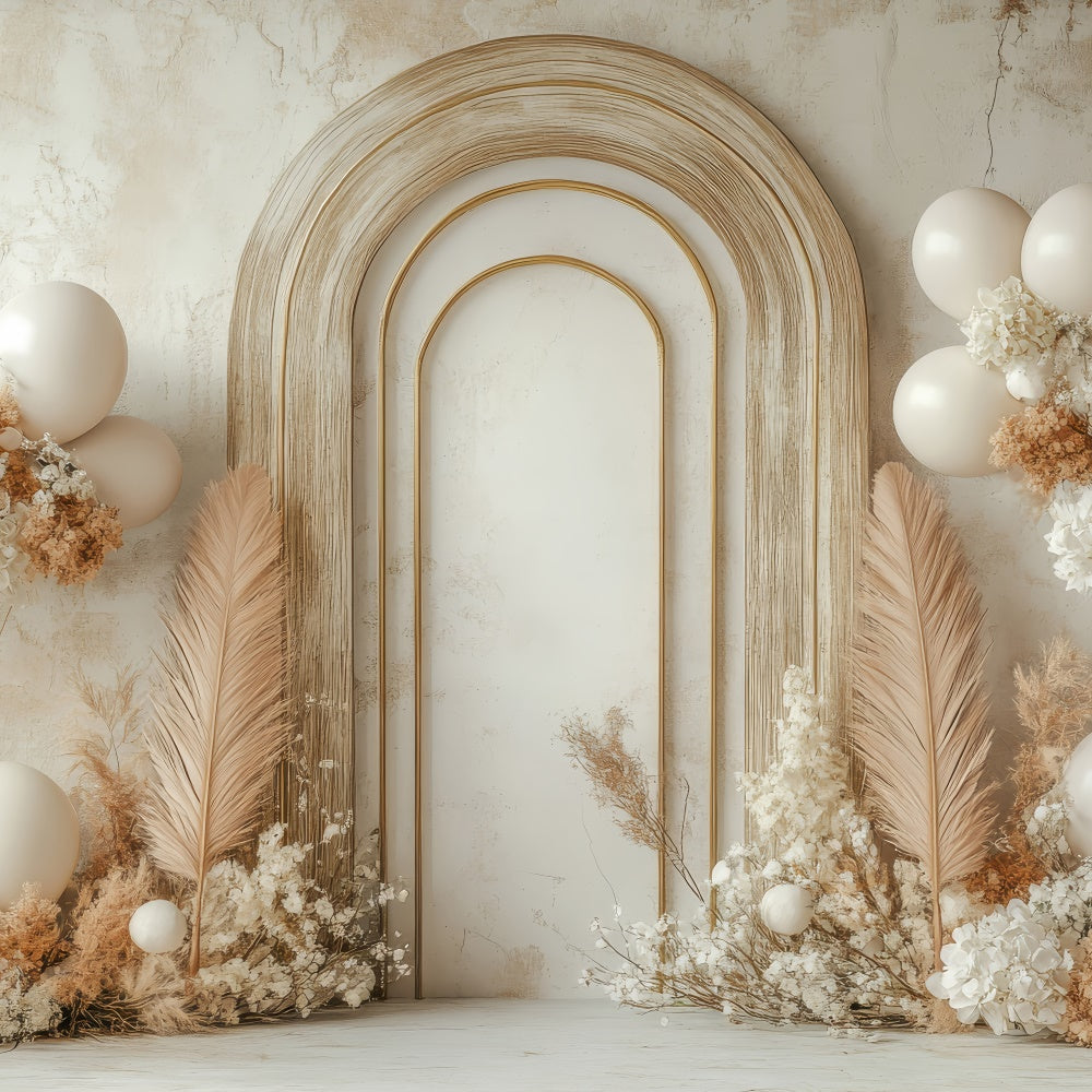 Boho Arch Backdrop Balloon Dried Flowers Backdrop GQ2-56