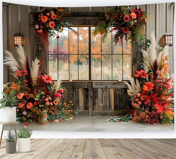 Bohemian Backdrop Floral Window Frame Backdrop GQ2-57