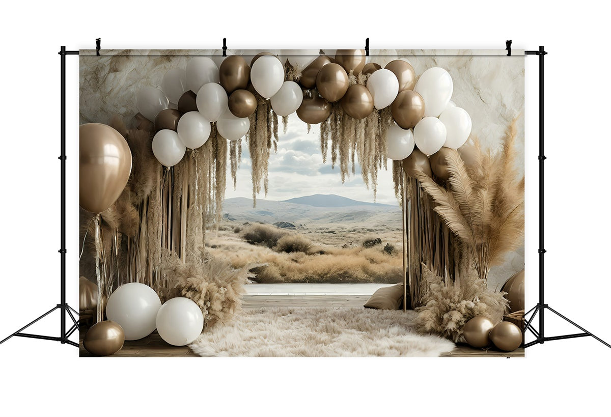 Boho Arch Backdrop Balloon Pampas Grass Backdrop GQ2-58