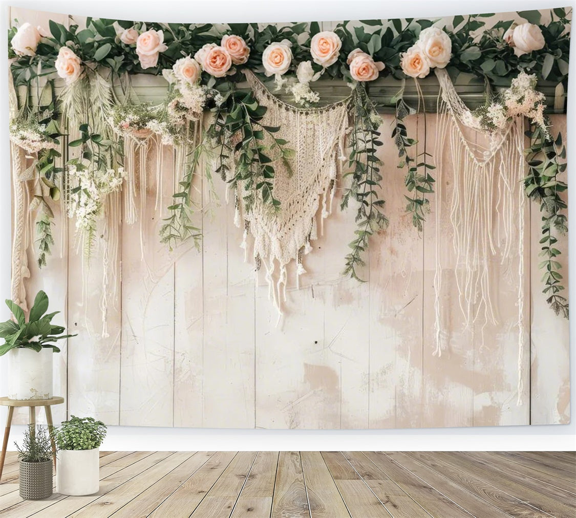 Bohemian Backdrop Vintage Macrame Wall Greenery Backdrop GQ2-6