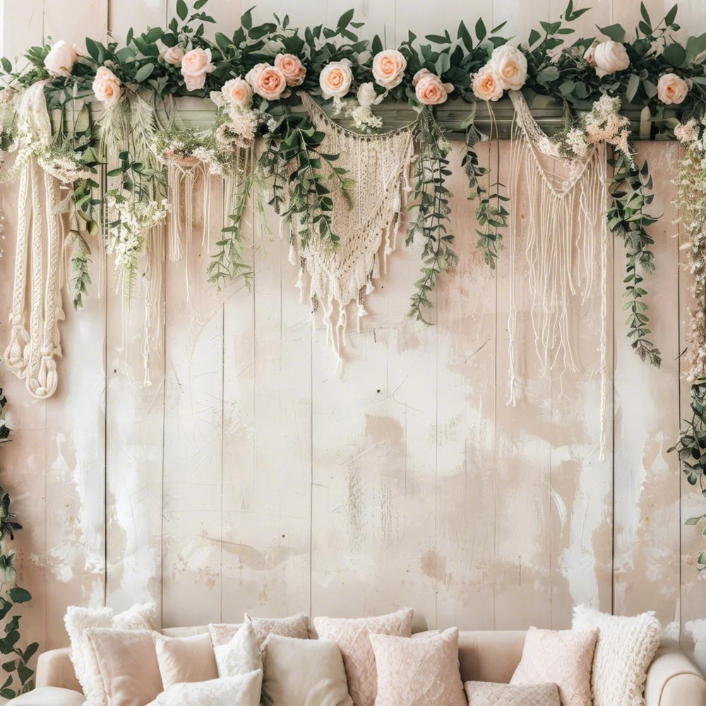 Bohemian Backdrop Vintage Macrame Wall Greenery Backdrop GQ2-6