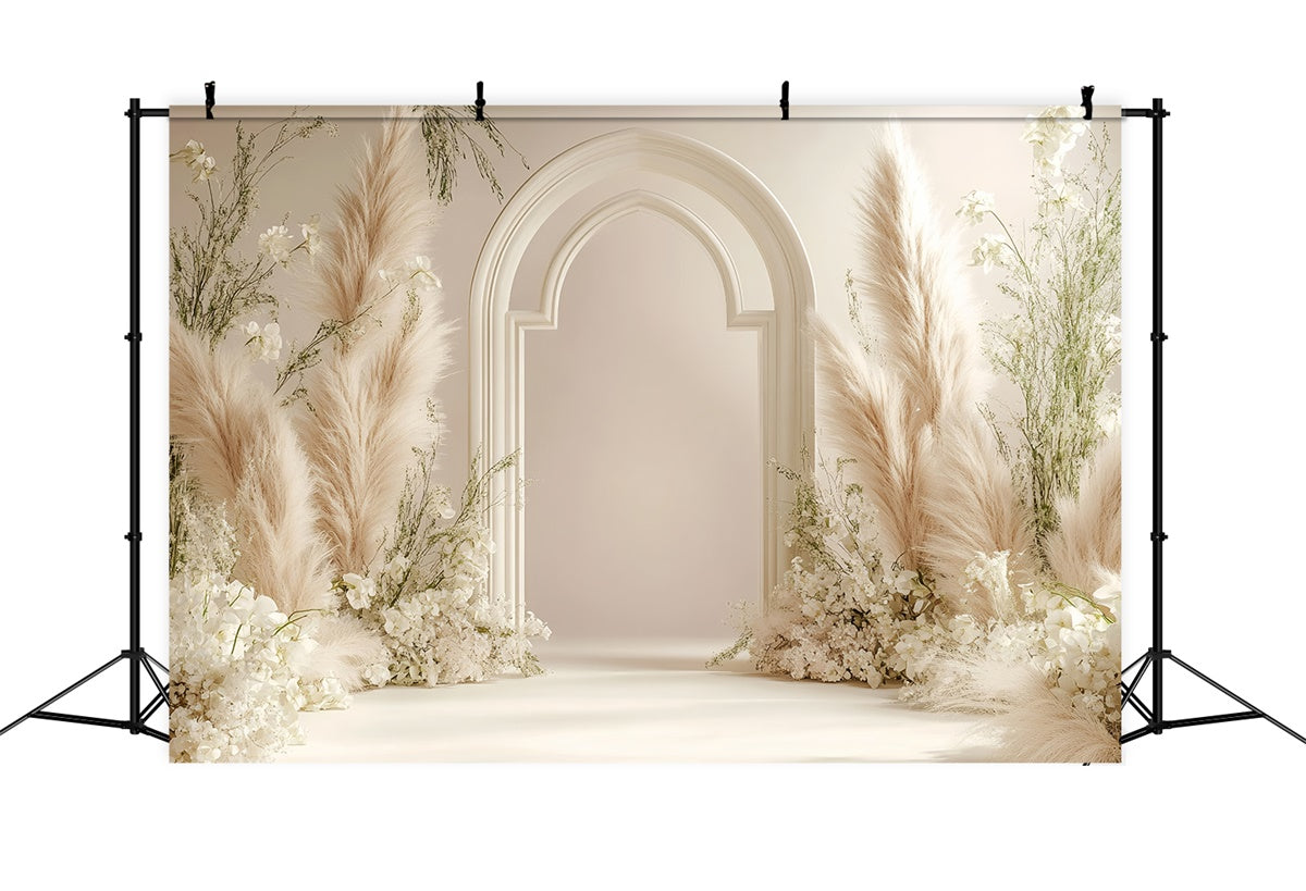 Boho Backdrop Flowers Pampas Grass Arch Backdrop GQ2-60