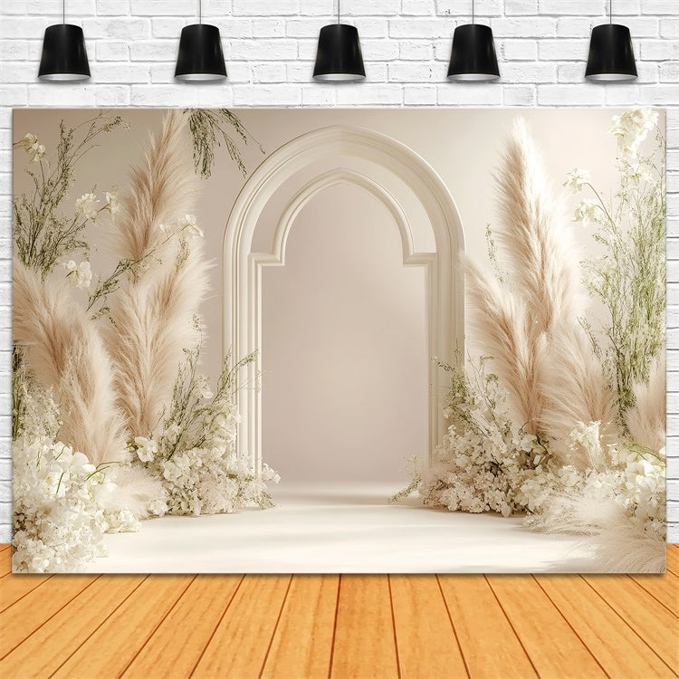 Boho Backdrop Flowers Pampas Grass Arch Backdrop GQ2-60