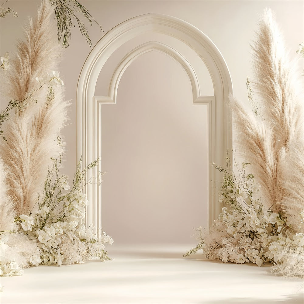 Boho Backdrop Flowers Pampas Grass Arch Backdrop GQ2-60