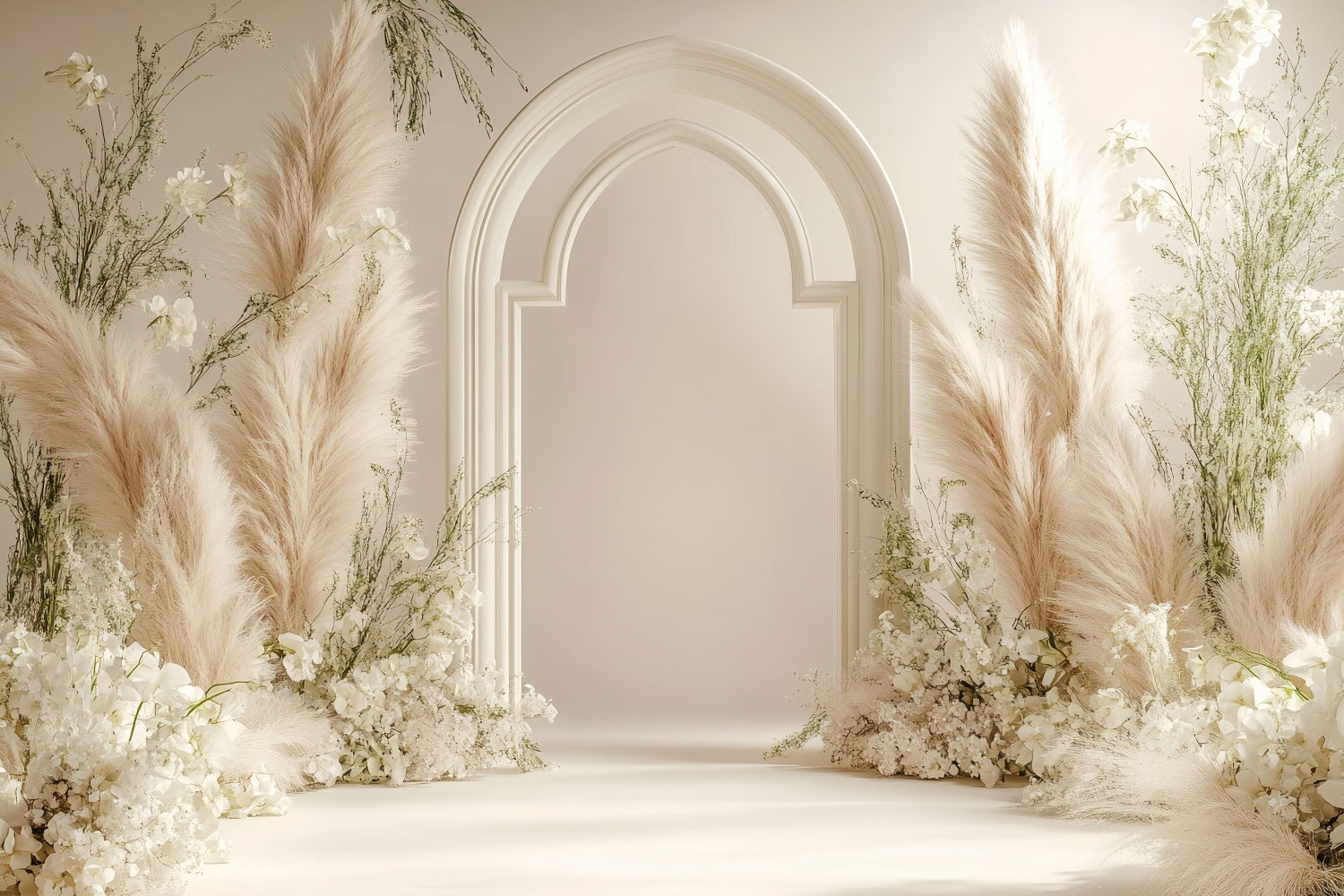 Boho Backdrop Flowers Pampas Grass Arch Backdrop GQ2-60