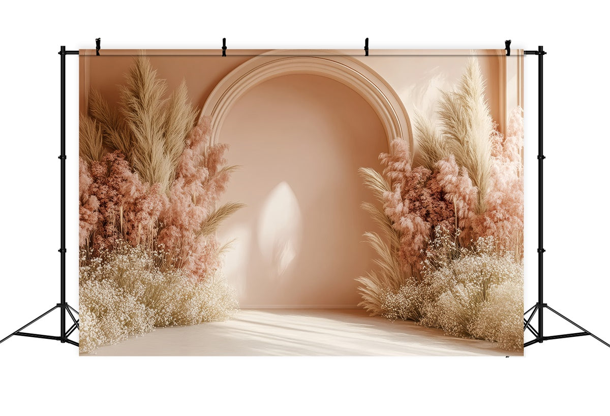 Boho Wedding Backdrop Flowers Pampas Arch Photography Backdrop GQ2-62