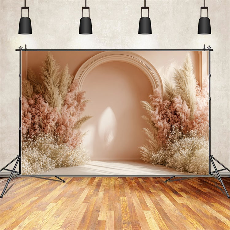 Boho Wedding Backdrop Flowers Pampas Arch Photography Backdrop GQ2-62