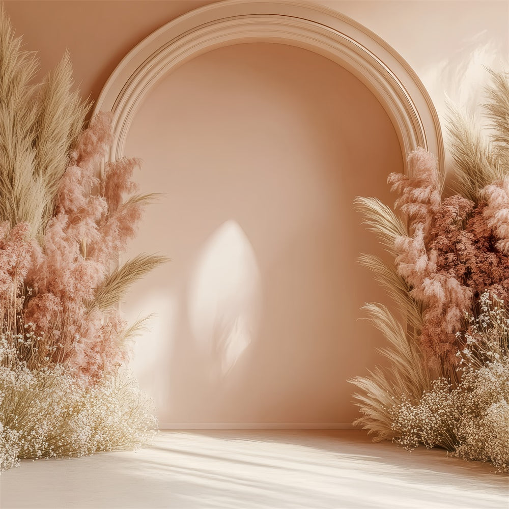 Boho Wedding Backdrop Flowers Pampas Arch Photography Backdrop GQ2-62