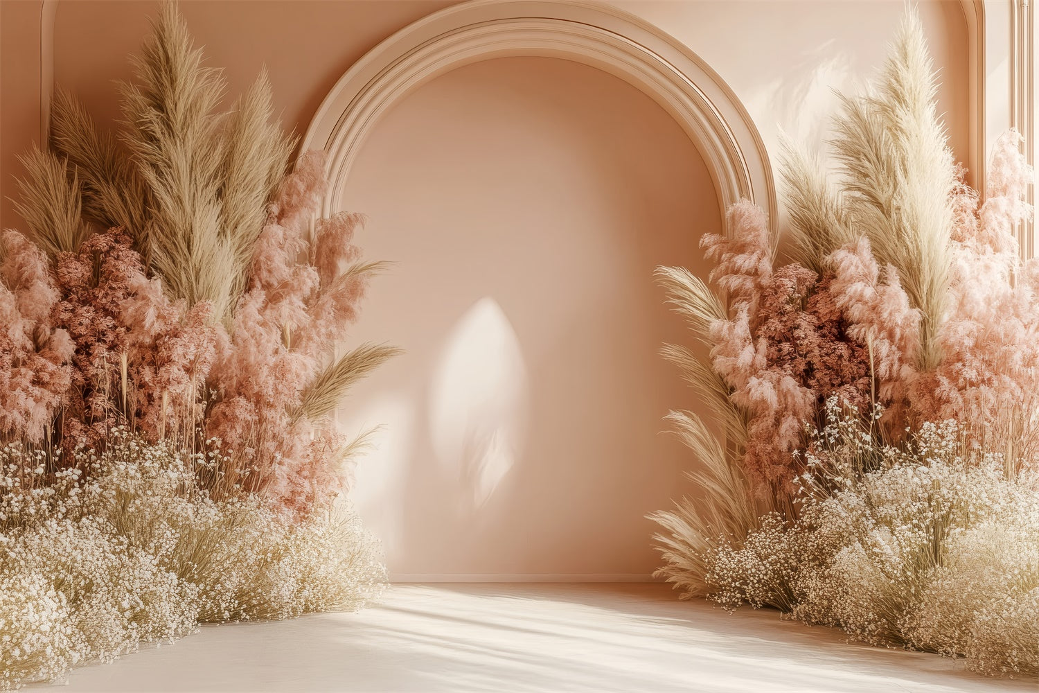 Boho Wedding Backdrop Flowers Pampas Arch Photography Backdrop GQ2-62