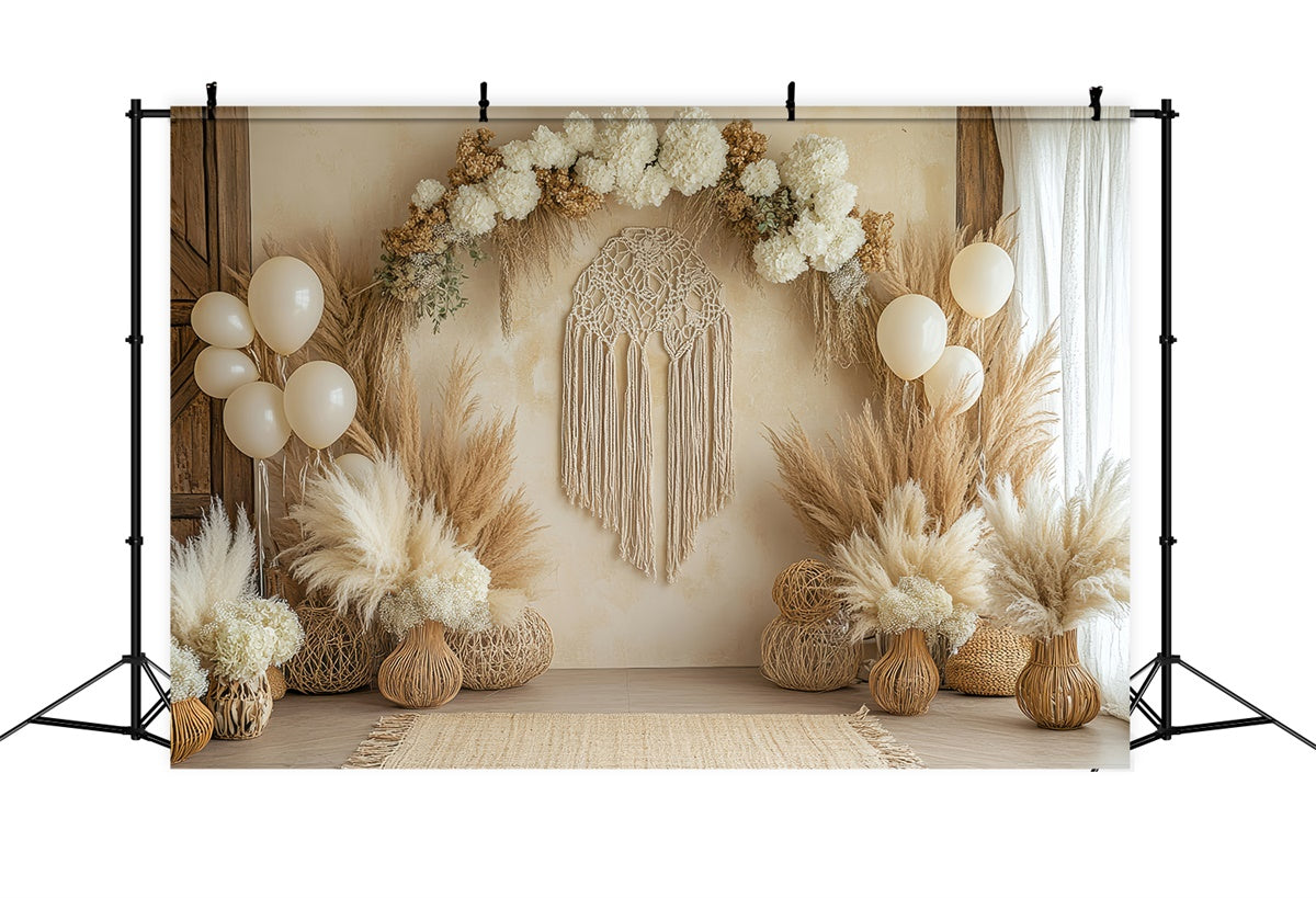 Bohemian Backdrop Floral Decor Macrame Photography Backdrop GQ2-67