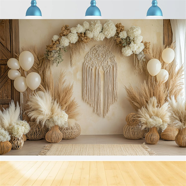 Bohemian Backdrop Floral Decor Macrame Photography Backdrop GQ2-67