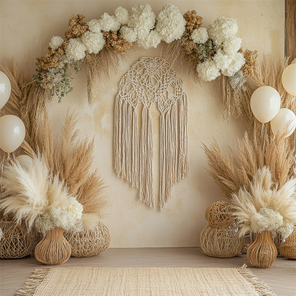 Bohemian Backdrop Floral Decor Macrame Photography Backdrop GQ2-67