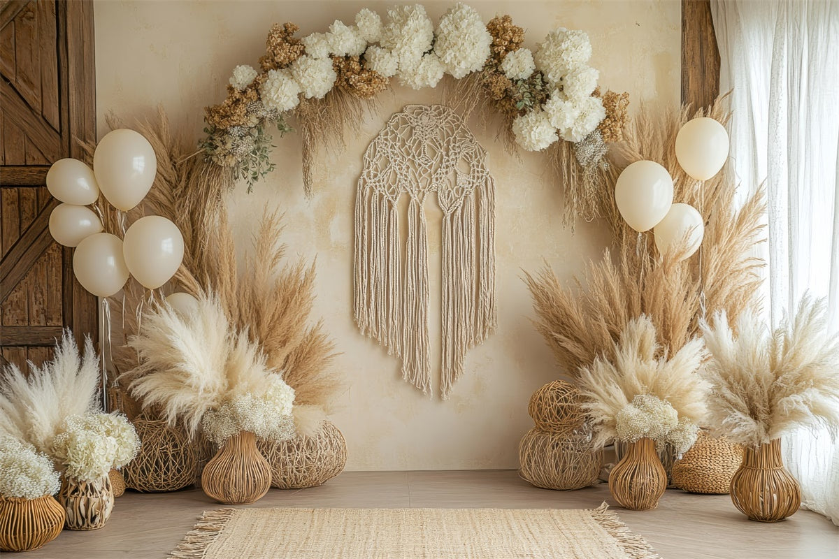 Bohemian Backdrop Floral Decor Macrame Photography Backdrop GQ2-67