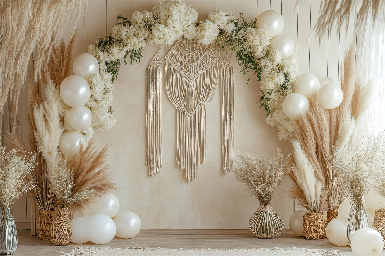 Boho Arch Backdrop Floral Macrame Balloon Backdrop GQ2-68