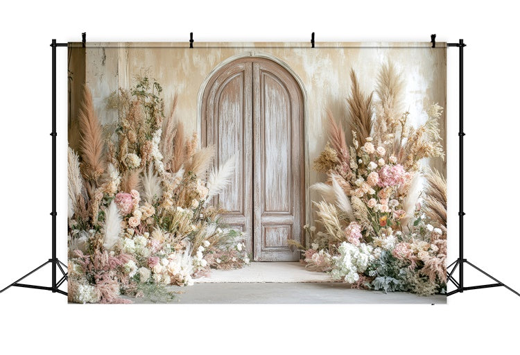 Boho Photo Backdrop Floral Arrangement Door Backdrop GQ2-69