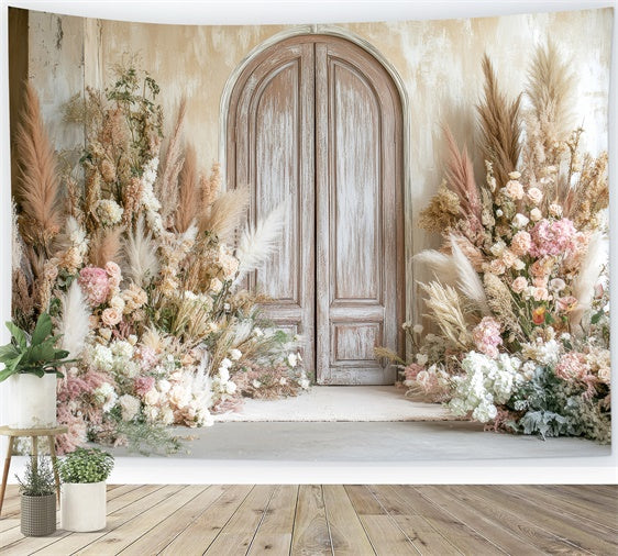 Boho Photo Backdrop Floral Arrangement Door Backdrop GQ2-69