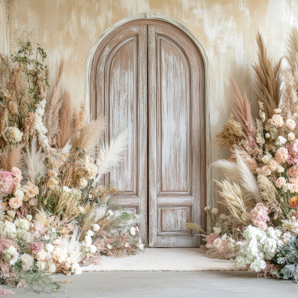 Boho Photo Backdrop Floral Arrangement Door Backdrop GQ2-69