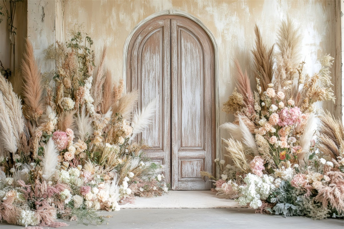 Boho Photo Backdrop Floral Arrangement Door Backdrop GQ2-69