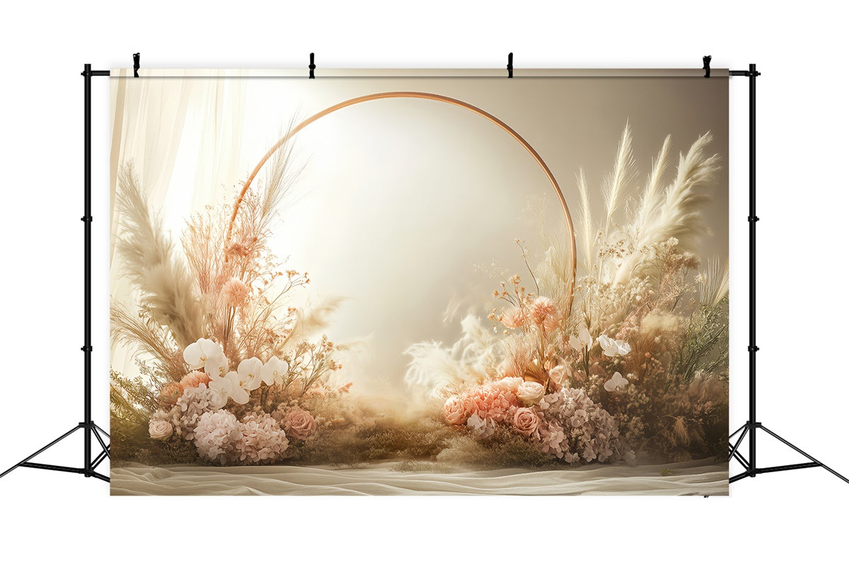 Boho Backdrop Ideas Flowers Circle Photography Backdrop GQ2-70