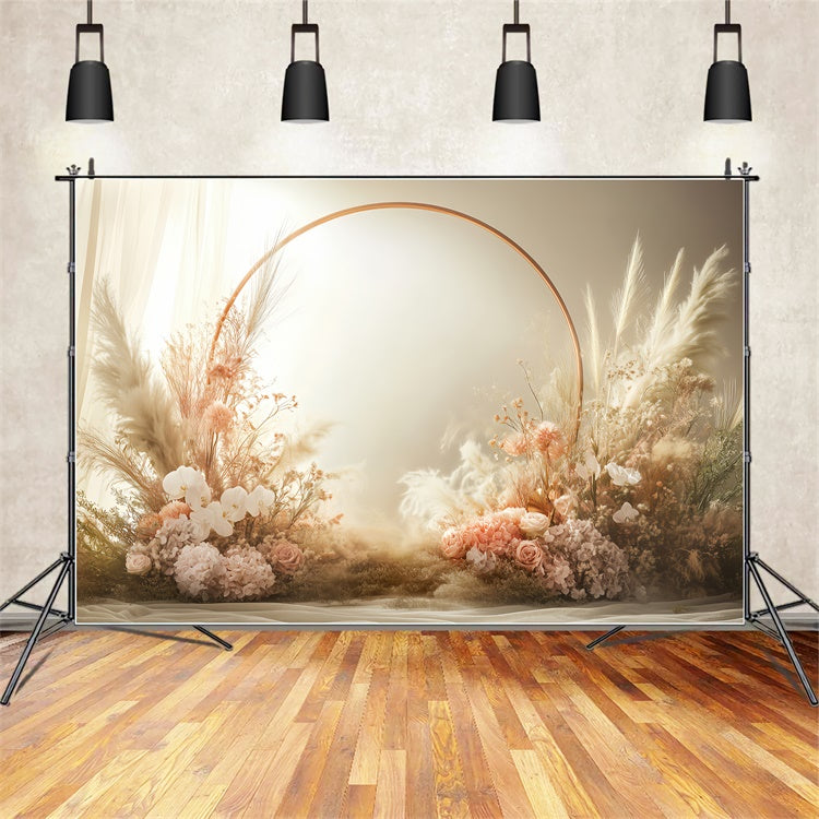 Boho Backdrop Ideas Flowers Circle Photography Backdrop GQ2-70