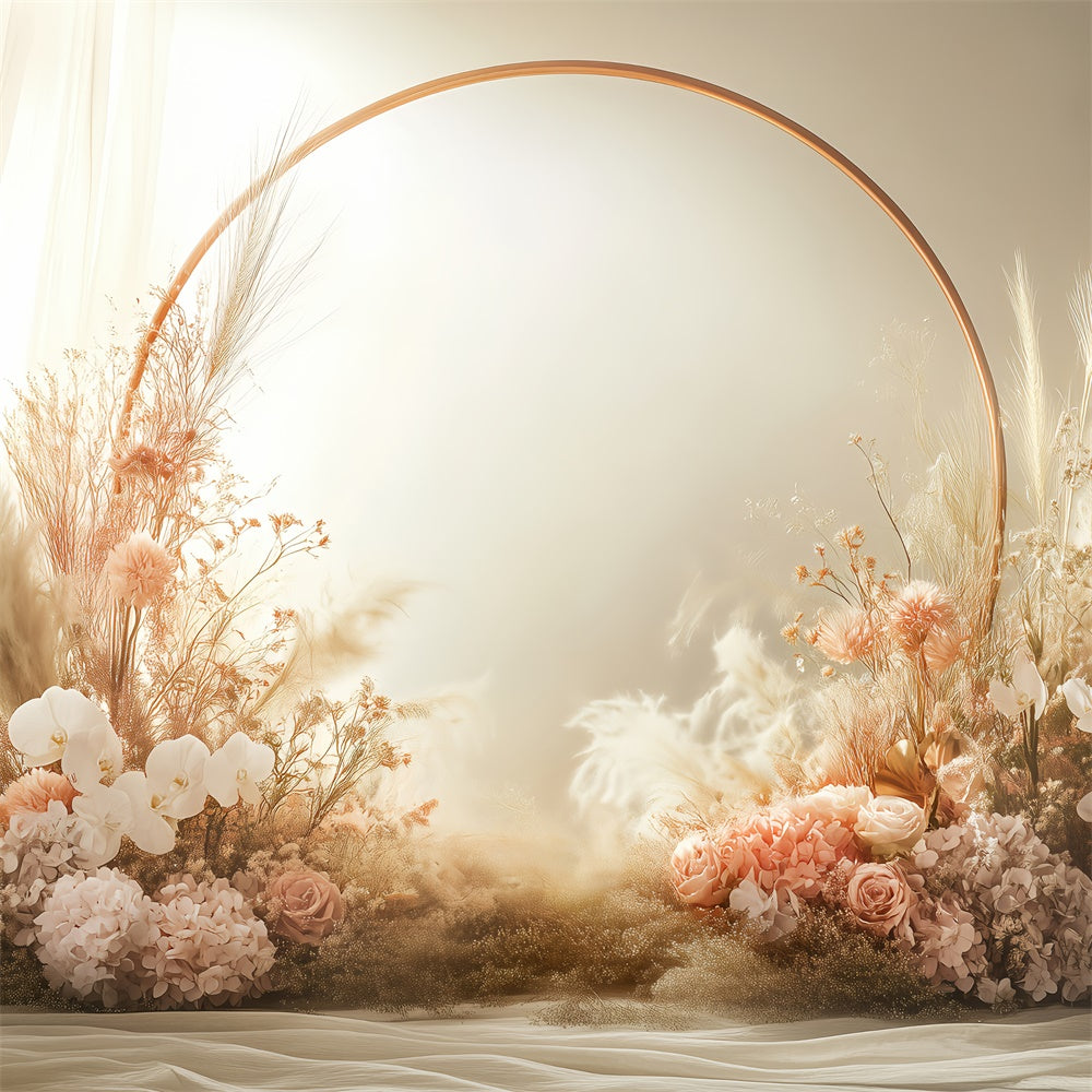 Boho Backdrop Ideas Flowers Circle Photography Backdrop GQ2-70