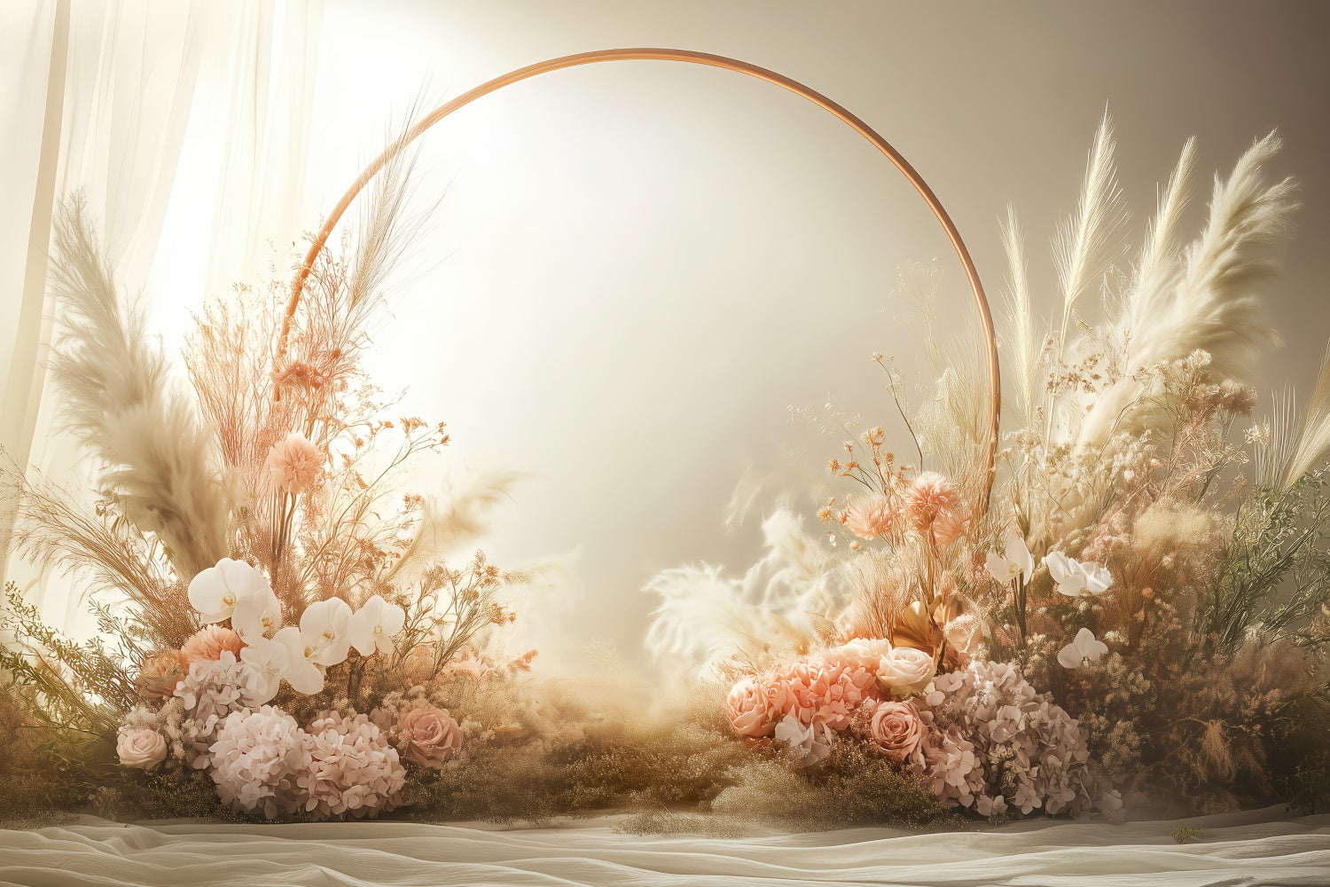 Boho Backdrop Ideas Flowers Circle Photography Backdrop GQ2-70