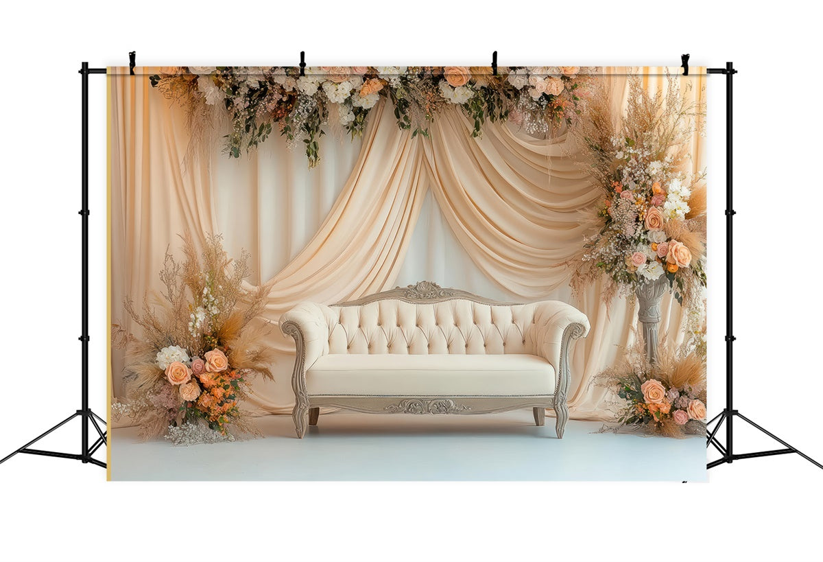 Boho Backdrop Sofa Delicate Floral Arrangement Backdrop GQ2-72