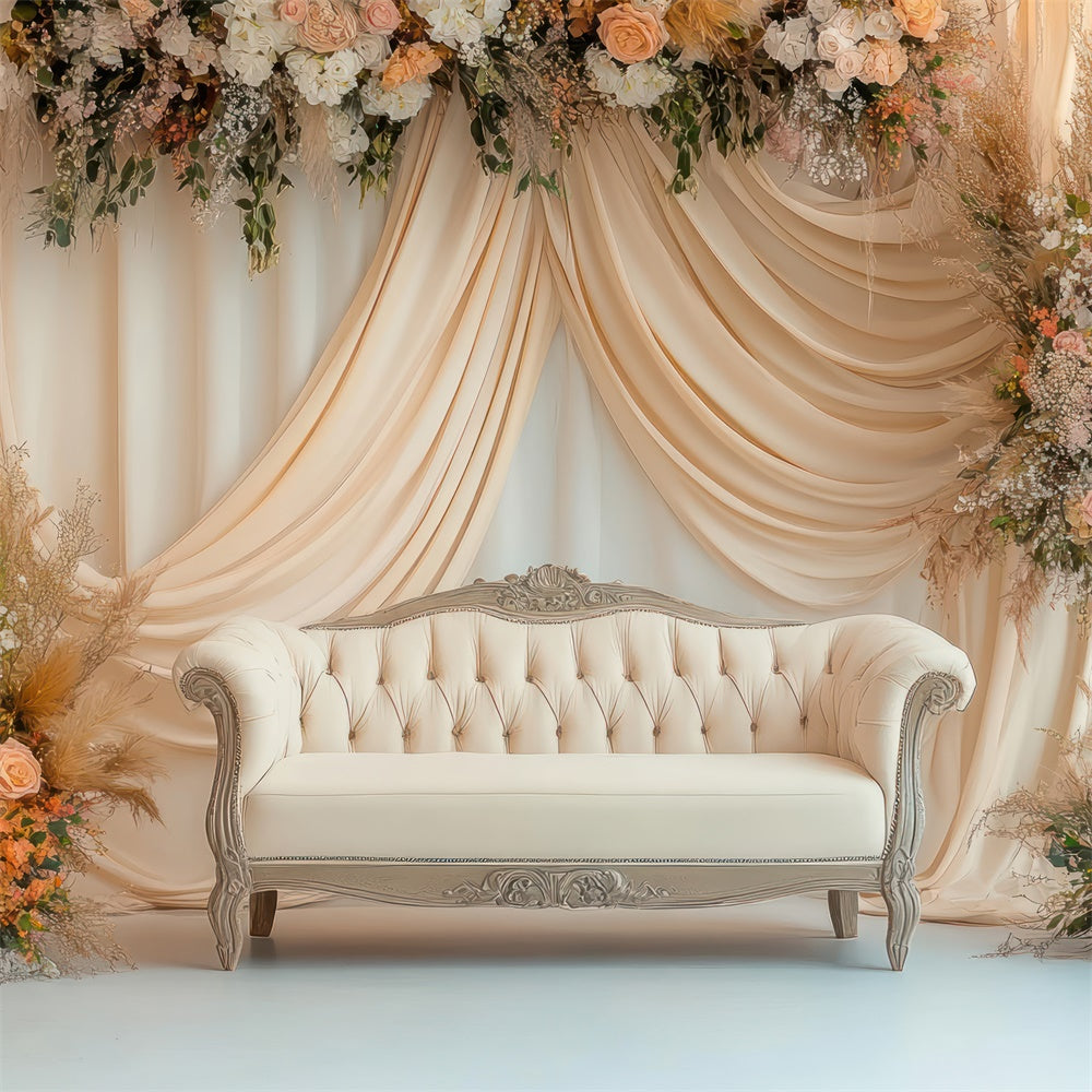 Boho Backdrop Sofa Delicate Floral Arrangement Backdrop GQ2-72