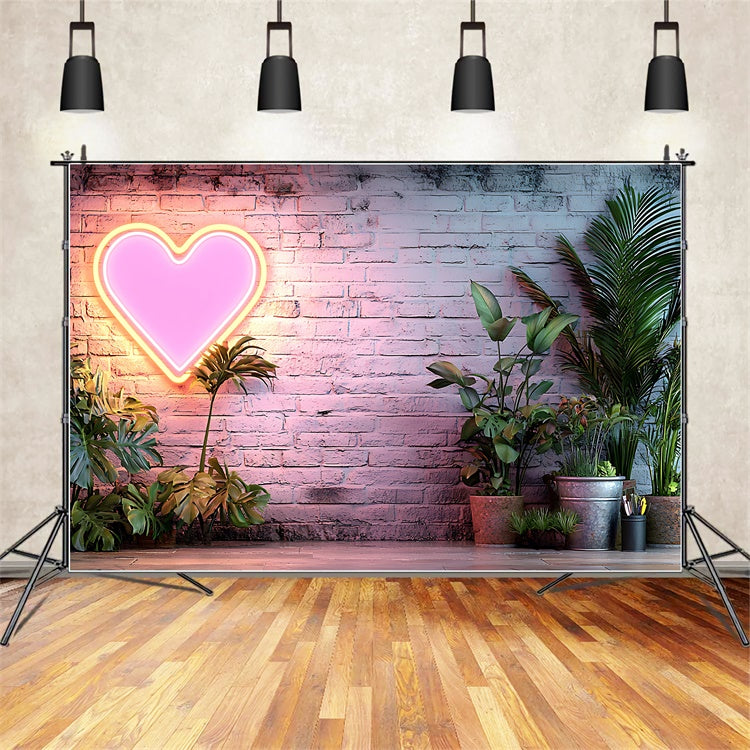 Boho Backdrop Ideas Neon Heart Wall Greenery Backdrop GQ2-74