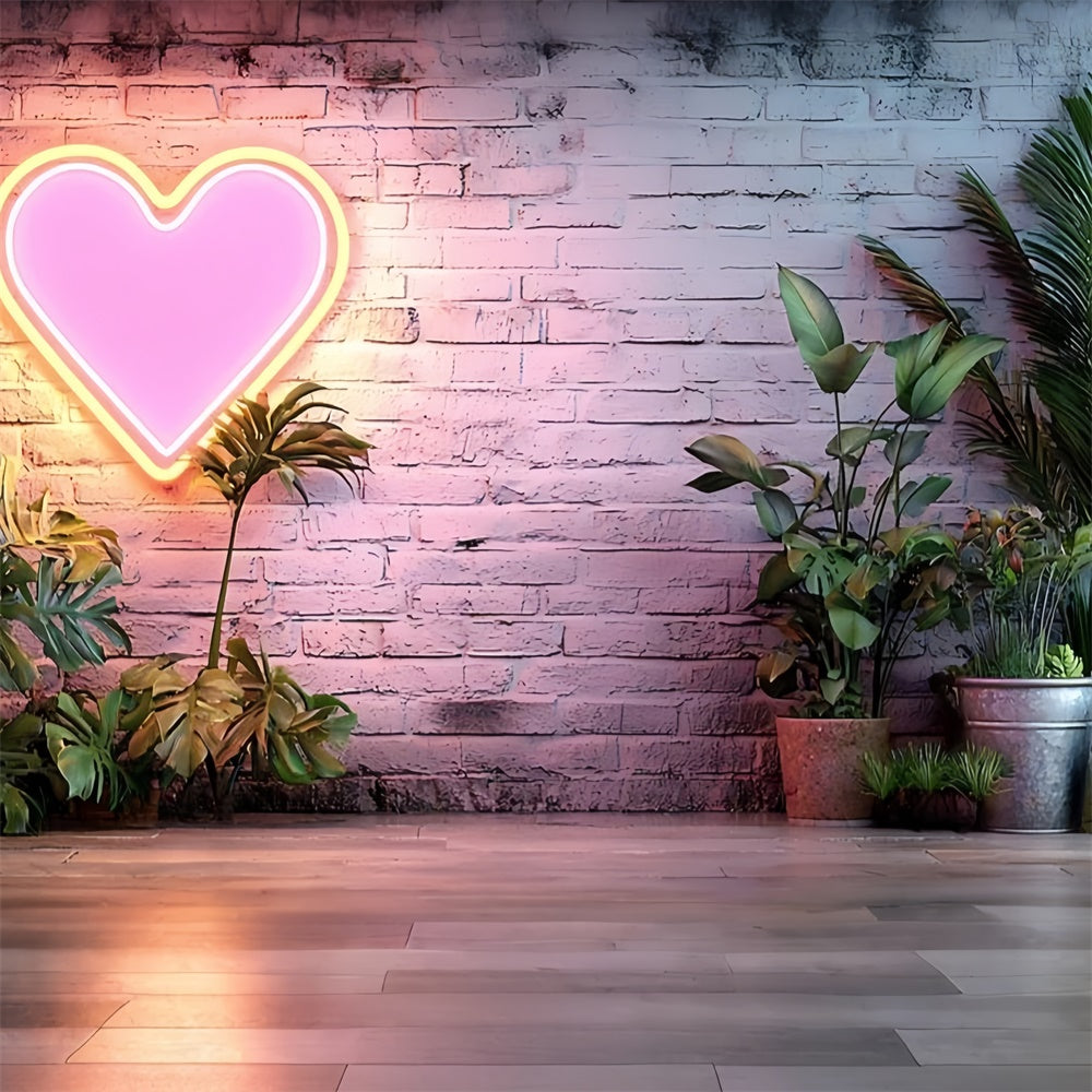 Boho Backdrop Ideas Neon Heart Wall Greenery Backdrop GQ2-74