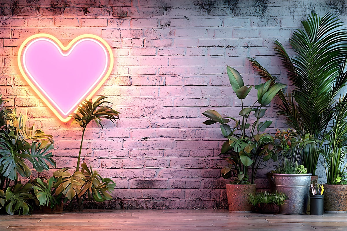 Boho Backdrop Ideas Neon Heart Wall Greenery Backdrop GQ2-74