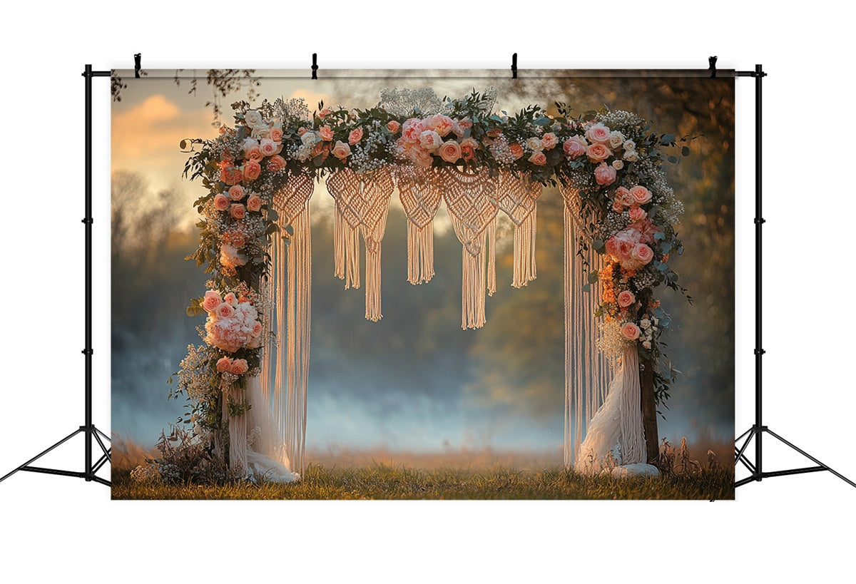 Boho Wedding Backdrop Flower Macrame Arch Backdrop GQ2-75