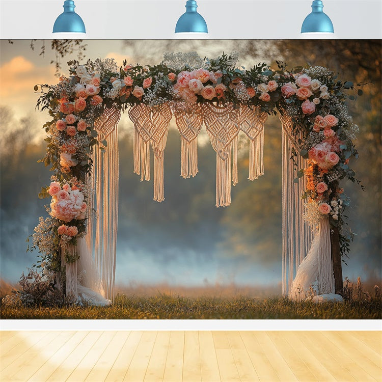 Boho Wedding Backdrop Flower Macrame Arch Backdrop GQ2-75