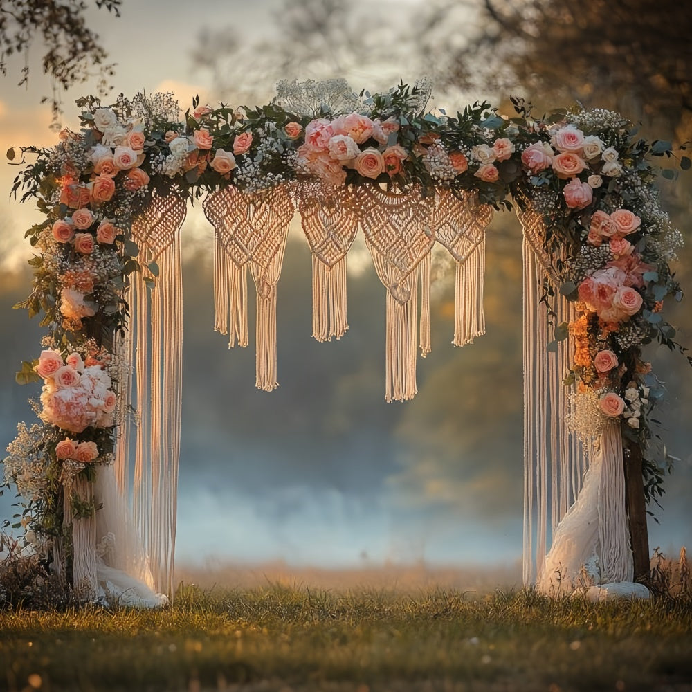 Boho Wedding Backdrop Flower Macrame Arch Backdrop GQ2-75