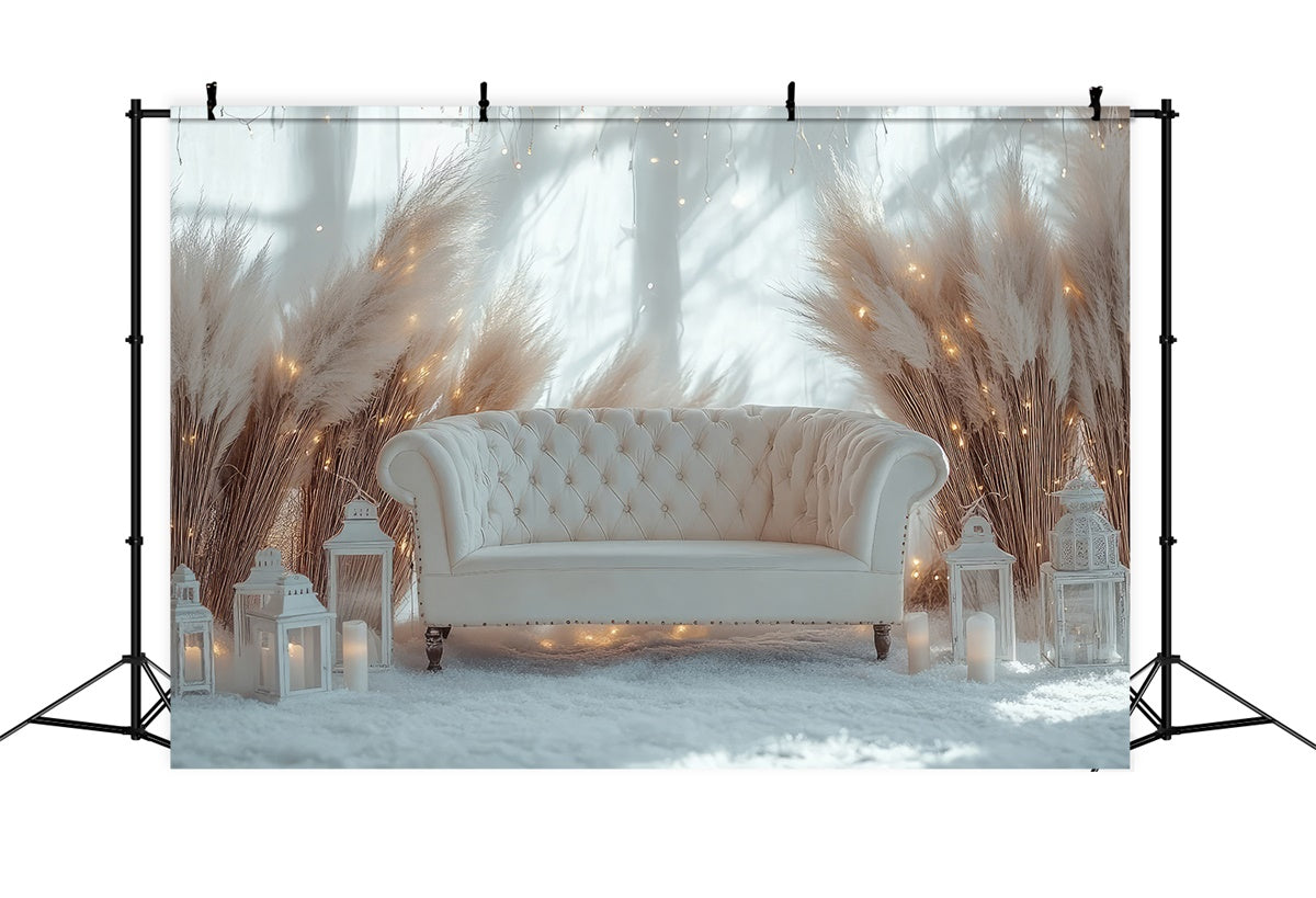 Boho Photography Backdrop Winter Sofa Pampas Lantern Backdrop GQ2-78