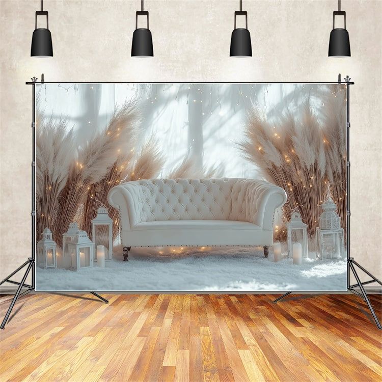 Boho Photography Backdrop Winter Sofa Pampas Lantern Backdrop GQ2-78